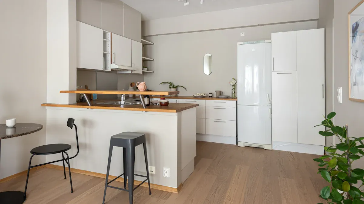 Sunlight and Fading in Kitchen Vinyl Plank Flooring with Oak Cabinets