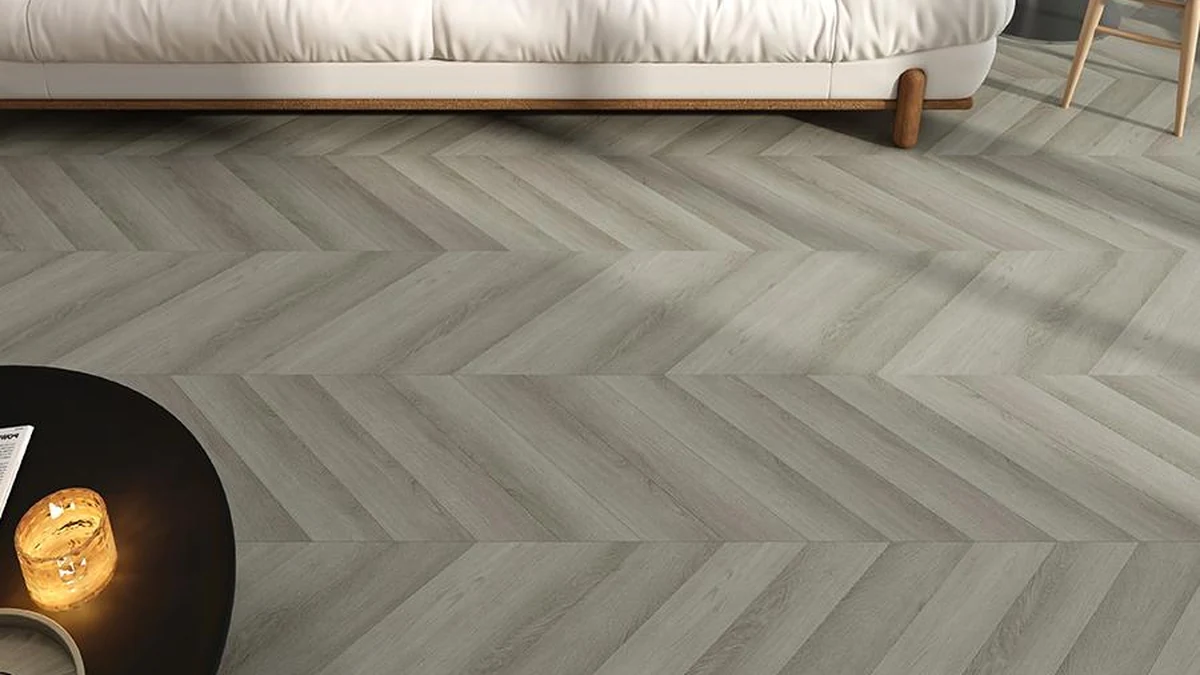 chevron SPC flooring plank with 0.5mm commercial wear layer